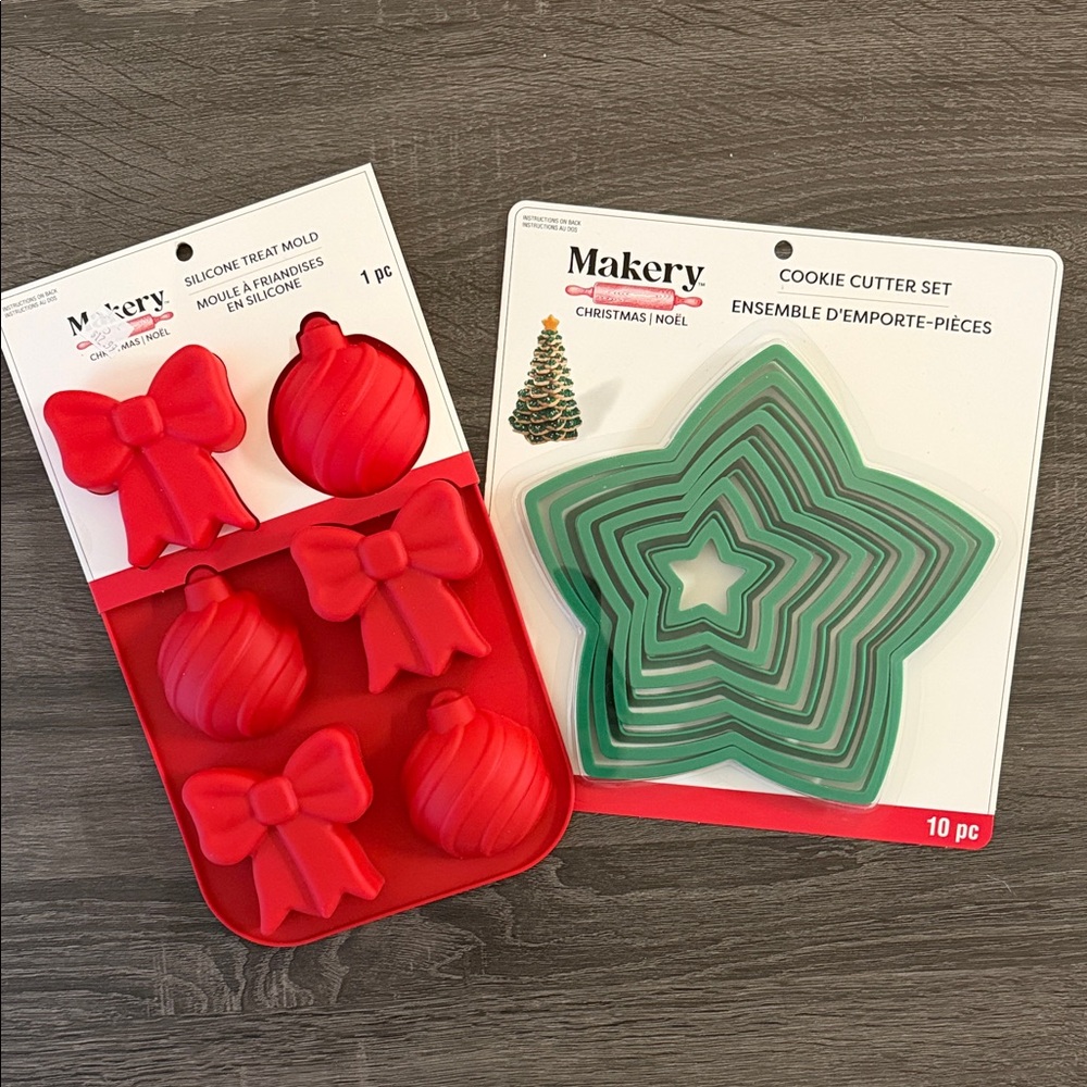 Makery Holiday Silicone Mold & Cookie Cutter Set - Red & Green